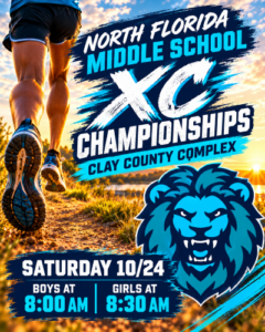 North Florida Middle School XC Championships at Clay County Complex Saturday 10/24 Boys at 8am  Girls at 8:30